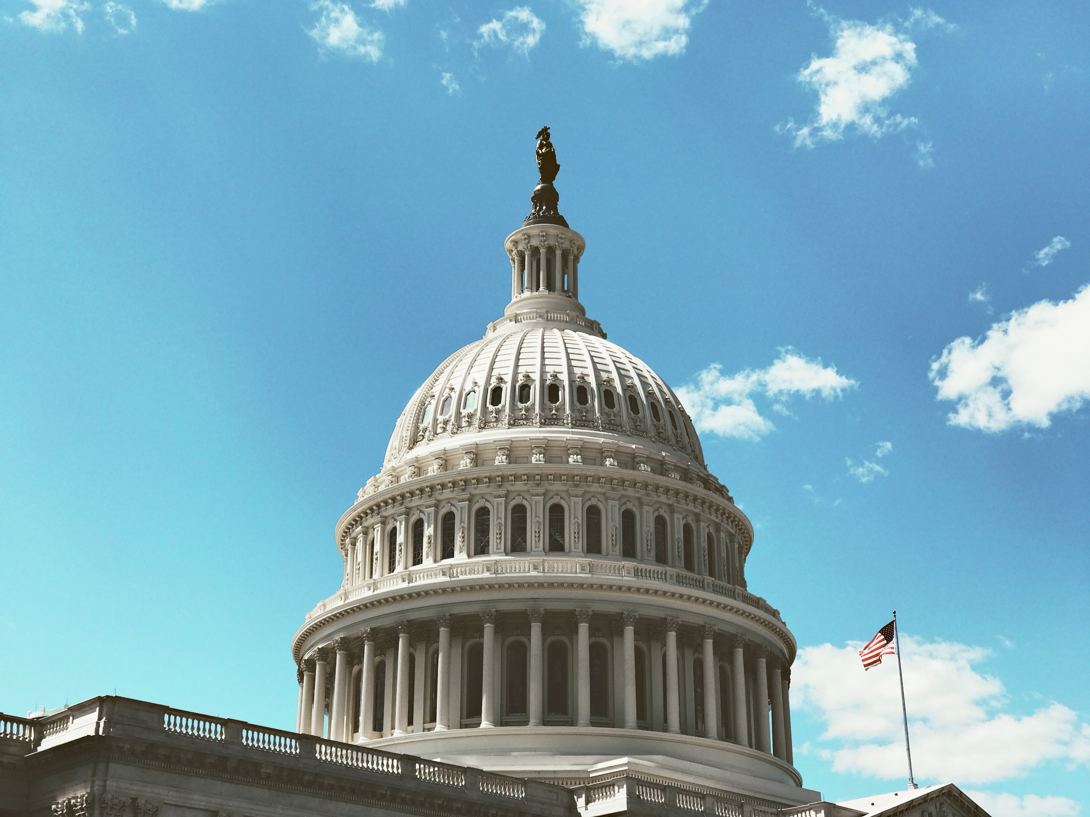 Low-angle view of the United States Capitol building