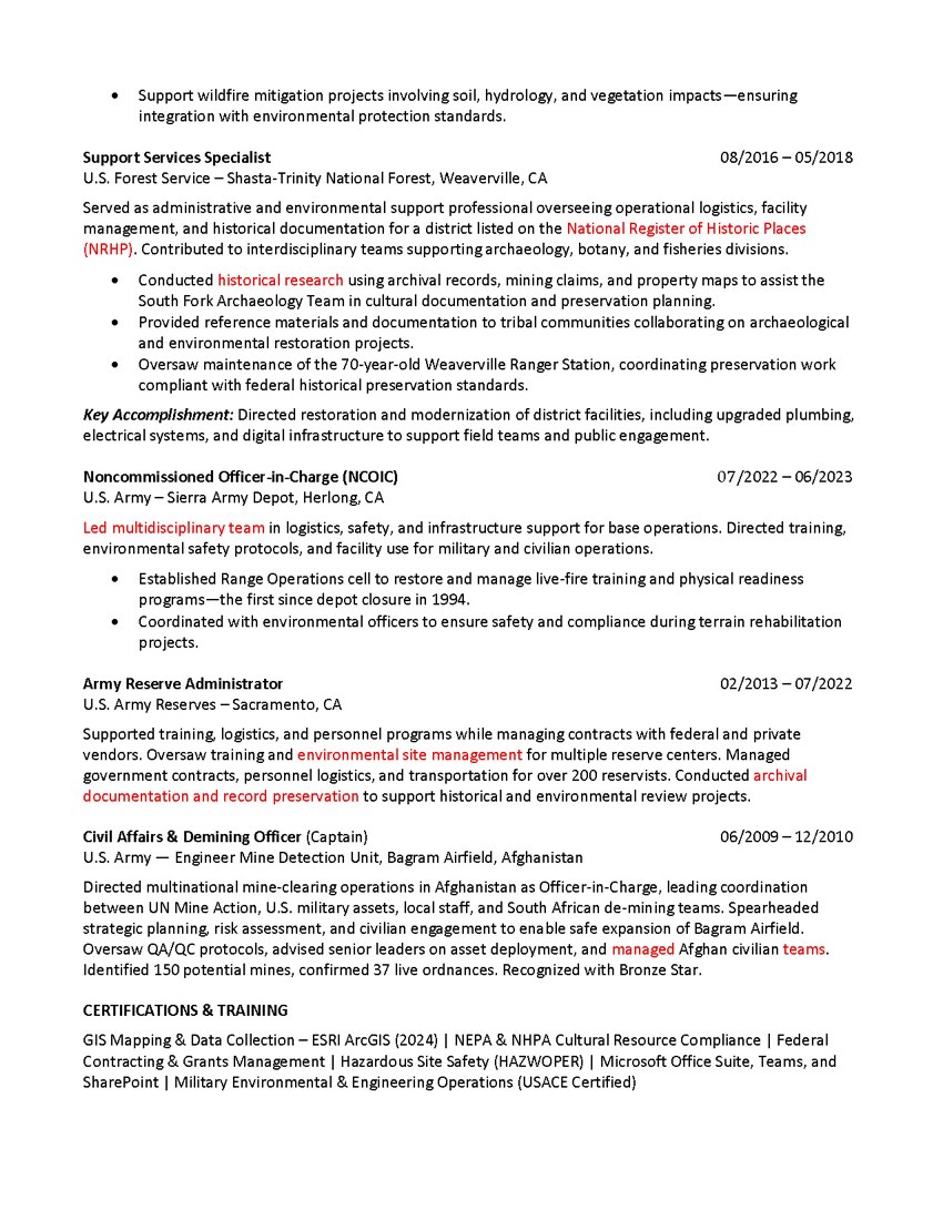 Private Industry Resume, Shorter, Archaeologist Target, page 2 of 2