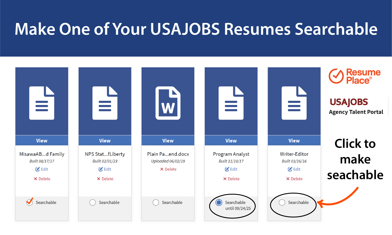 Make One Resume Searchable in USAJOBS